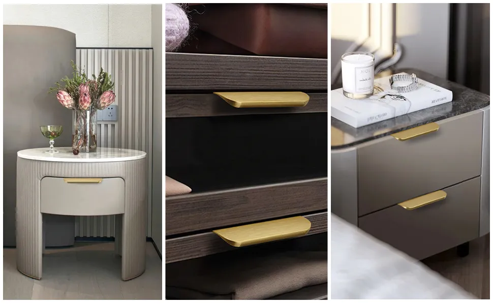 Aluminum Furniture Hardware Drawer Handles Hidden Finger Edge Pull for Kitchen Cabinet