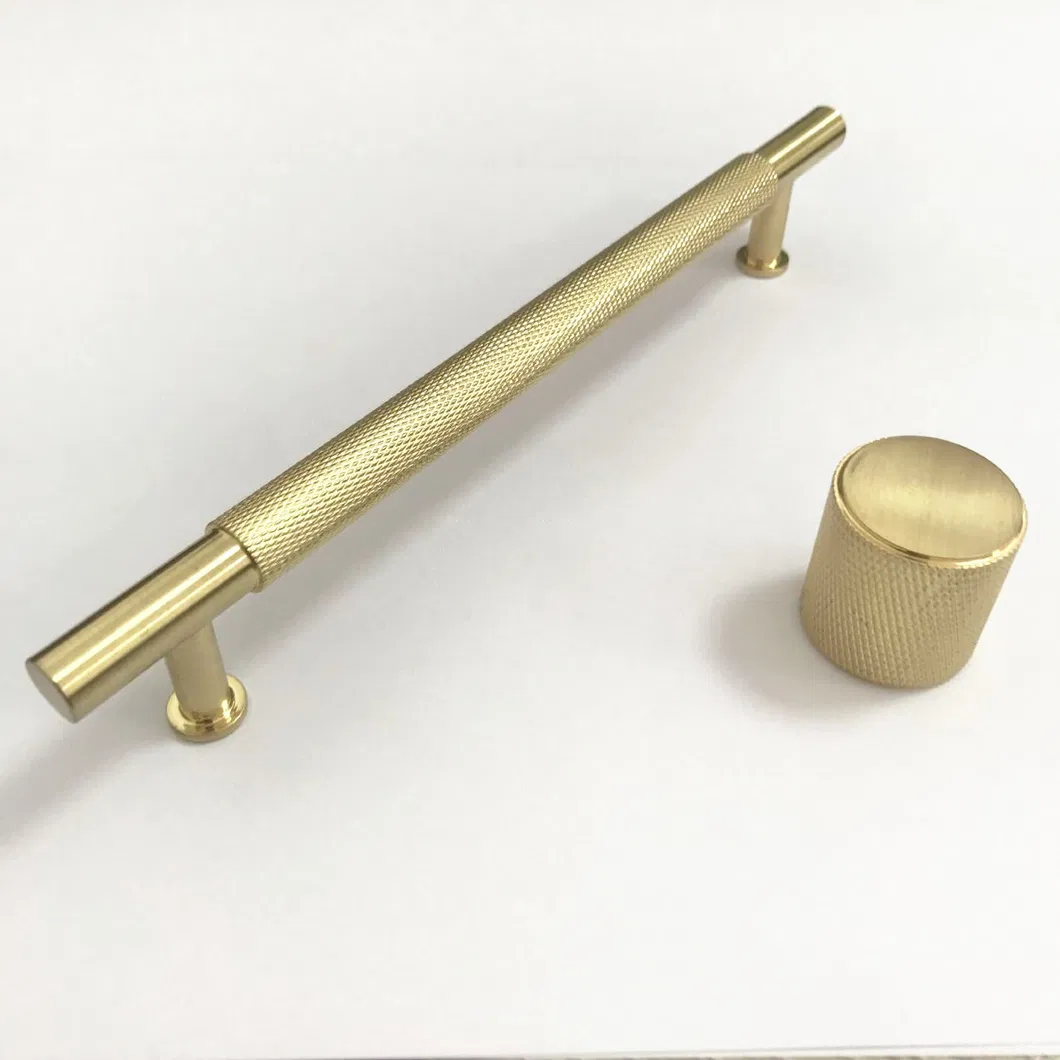 Luxury High Quality Cabinet Drawer 160mm Brass Gold Knurling Handle Pull Knob