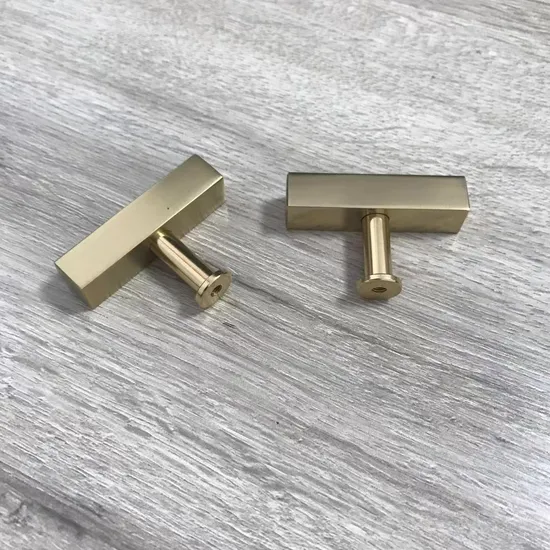 Kitchen Hardware Cabinet Brass Gold T Bar Handle Knob with Base