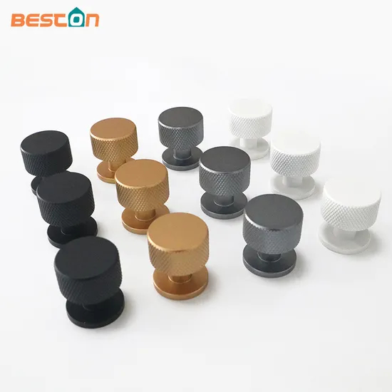 Furniture Cabinet Knobs Black Gold White Knurled Texture Drawer Pull Knob