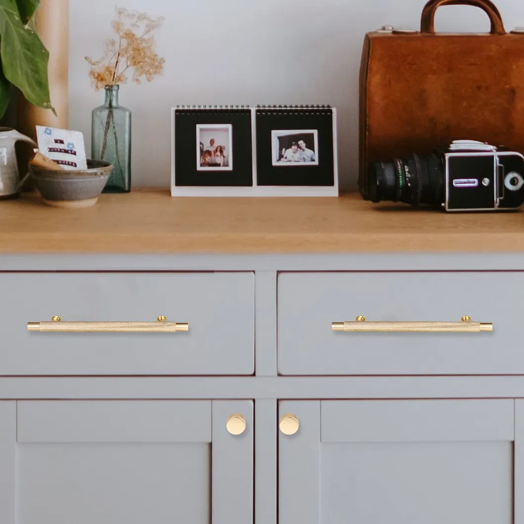 Aluminum Solid Drawer Pull with Diamond Pattern Knurled Kitchen Cabinet Pulls Handle