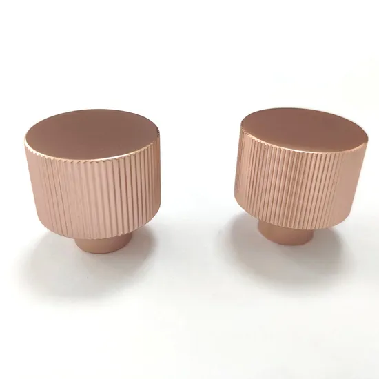 30*30mm Solid Aluminium Vertical Knurled Rose Gold Kitchen Cupboard Knobs Handle
