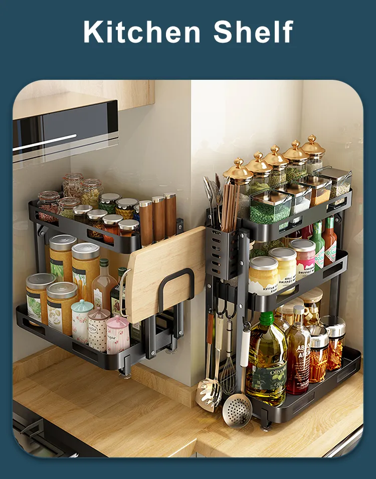 Metal Folding Wall-Mounted Spice Storage Rack Black