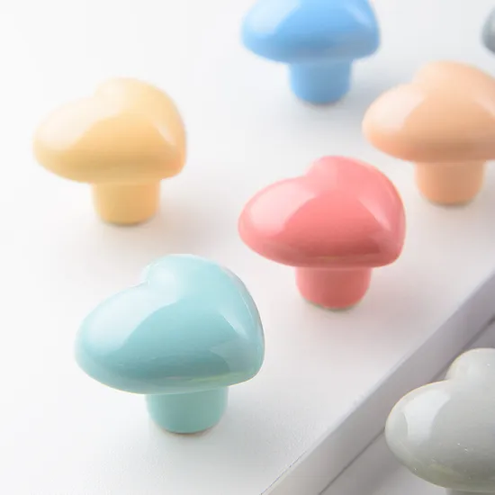 Kids Heart-Shaped Cartoon Cabinet Knob Ceramic Furniture Drawer Puller Handles