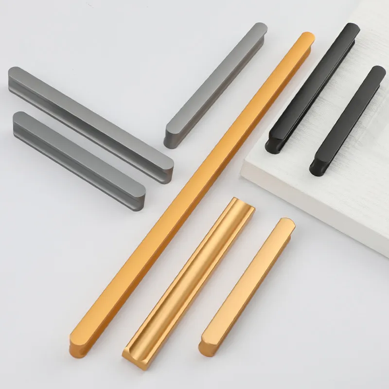 Kitchen Cabinet L Shaped Pull Handle Modern Aluminum Gold Furniture Drawer Handles
