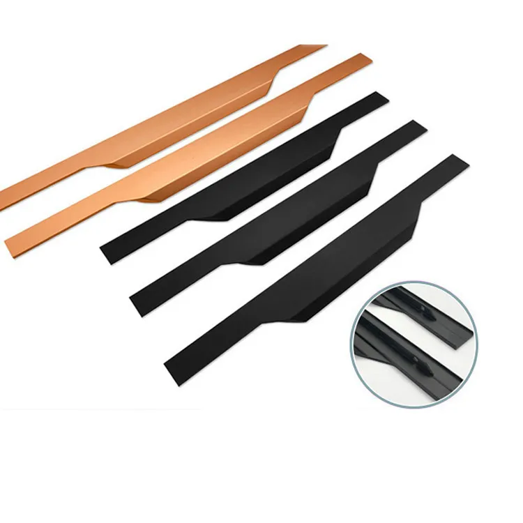 Edge Handle Black Aluminum Alloy Extended Drawer Closet Door Invisible Handle
