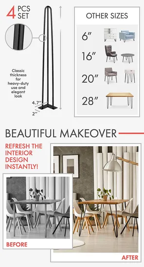 Colorful New Design Furniture Hairpin Legs Wholesale Metal Hairpin Table Legs
