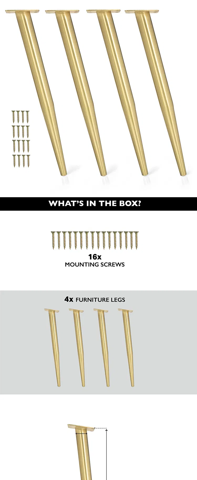 Tapered Modern Metal Couch Legs Chair Sofa Legs