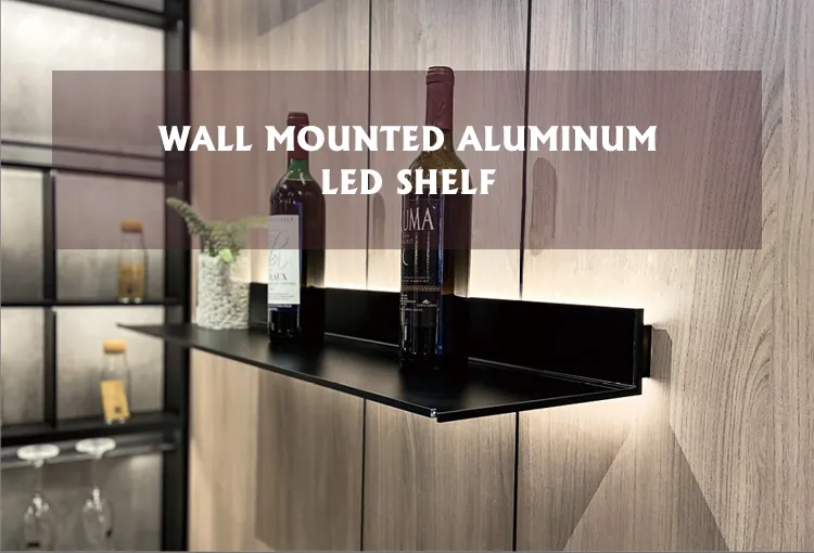 Aluminum Display Shelf Lighting LED Wall Mounting Shelves with LED Linear Light