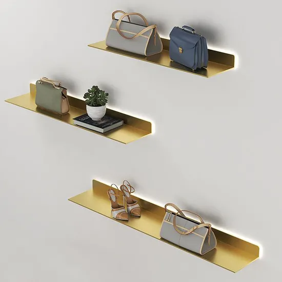 Shelving with LED Light Display Rack Wall-Mounted White Lighting Bookshelf