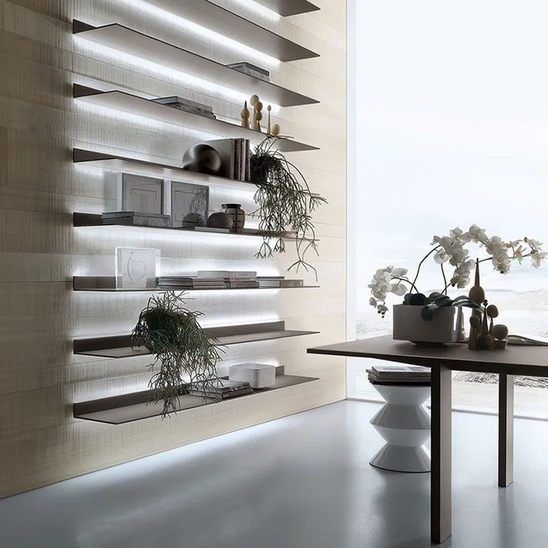 Aluminum Display Shelf Lighting LED Wall Mounting Shelves with LED Linear Light