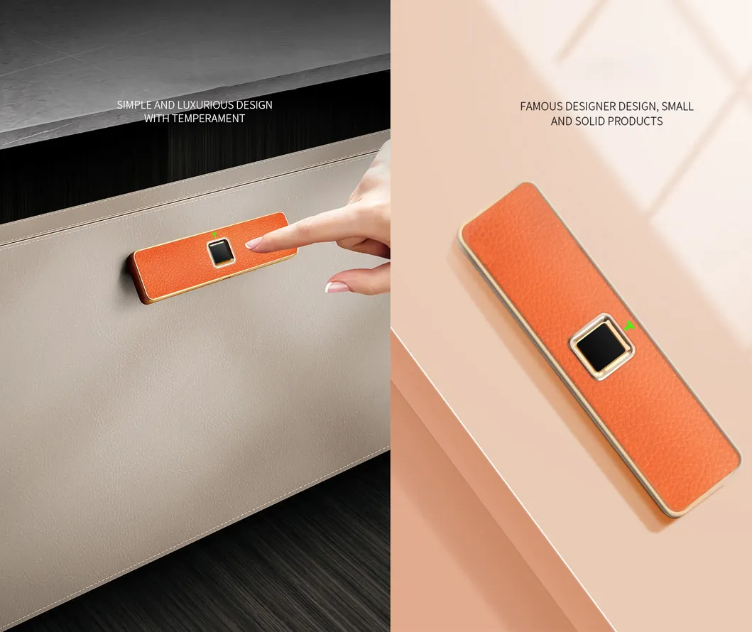 Smart Biometric Leather Hidden File Cabinet Lock Electronic USB Rechargeable Drawer Locks