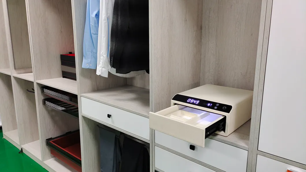 Smart Leather Safe Household Fingerprint Digital Biometric Jewelry Security Drawer Safe