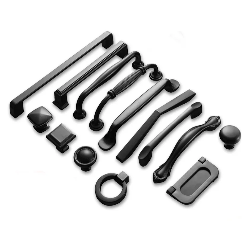 Zinc Alloy Kitchen Black Cabinet Handle Furniture Drawer Handles and Knobs