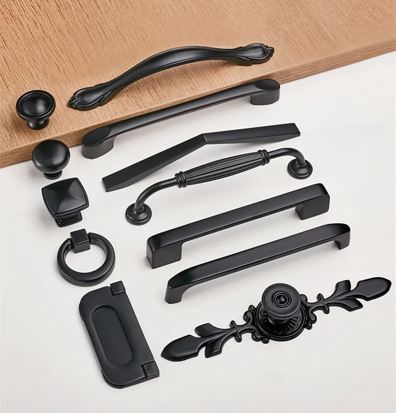 American Classic Furniture Bedroom Matt Black Zinc Alloy 96mm Kitchen Cabinet Handle