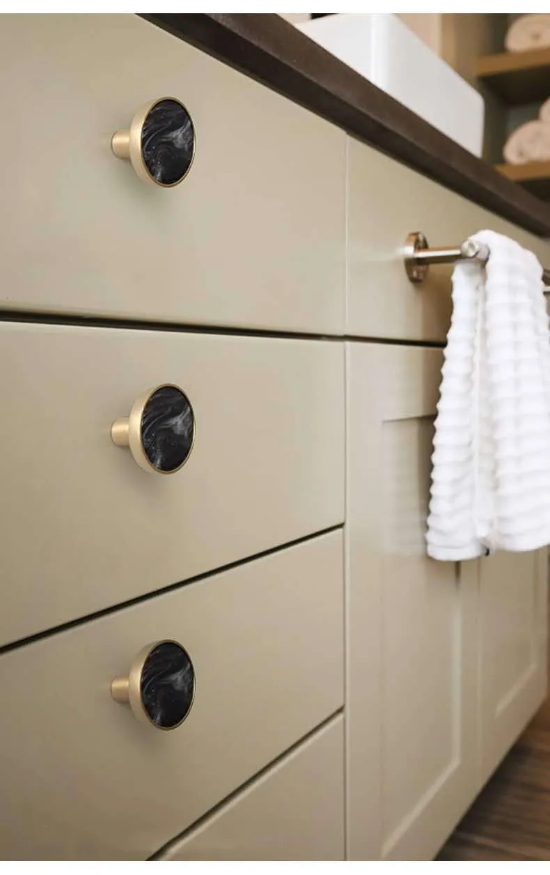 Zinc Alloy Craft Furniture Knobs Brass Antiqui Colorful Shell Cabinet Brass Handles