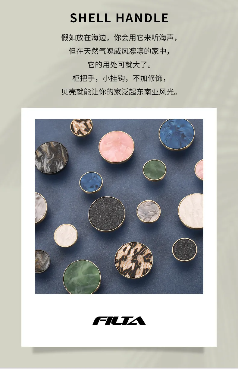 Zinc Alloy Craft Furniture Knobs Brass Antiqui Colorful Shell Cabinet Brass Handles