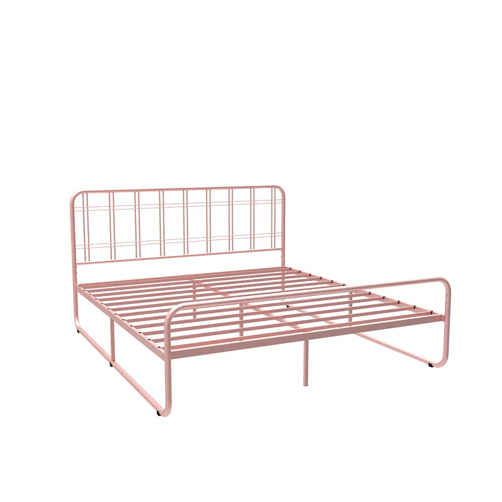 Simplicity Metal Double Bed Frame Pink with Bedroom Furniture
