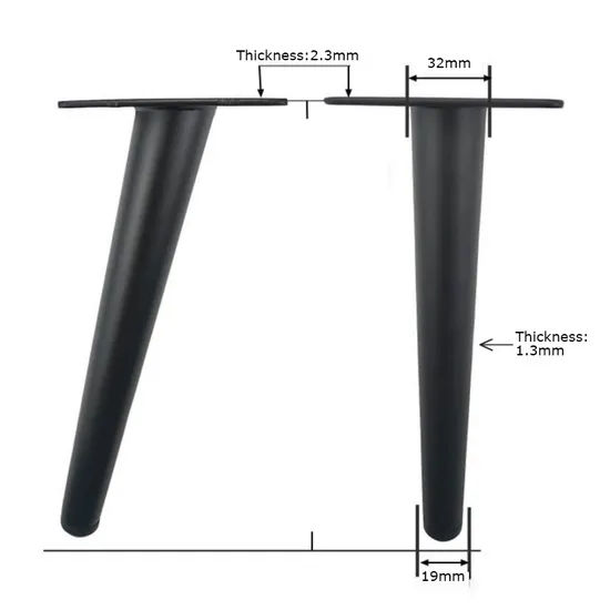 Metal Furniture Conical Black Sofa Wardrobe Cabinet Furniture Leg Table Legs