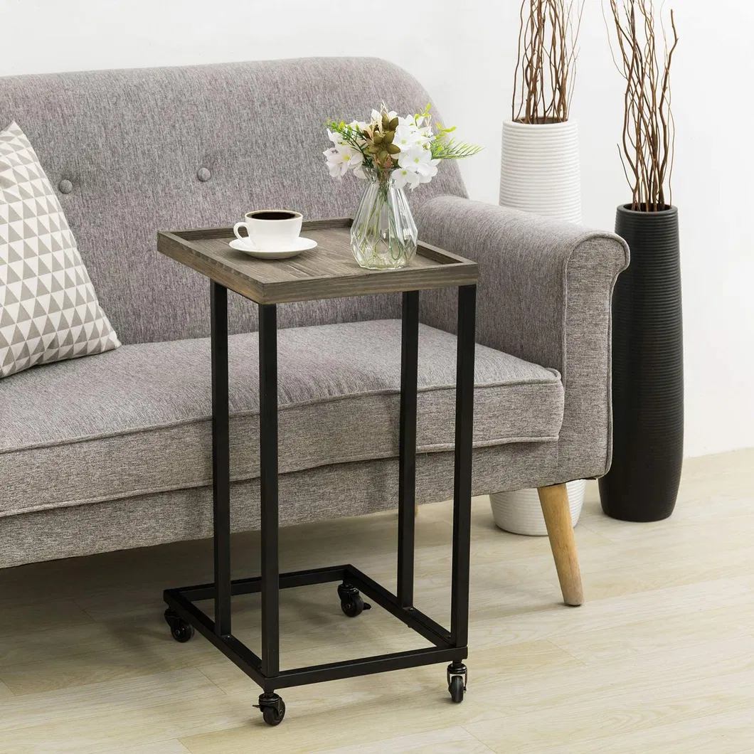 Modern Mobile Snack Nightstand L Sofa Table Frame