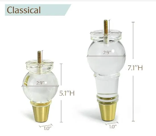 DIY Furniture Feet End Bench Glass Bed Side Cabinet Acrylic Sofa Legs