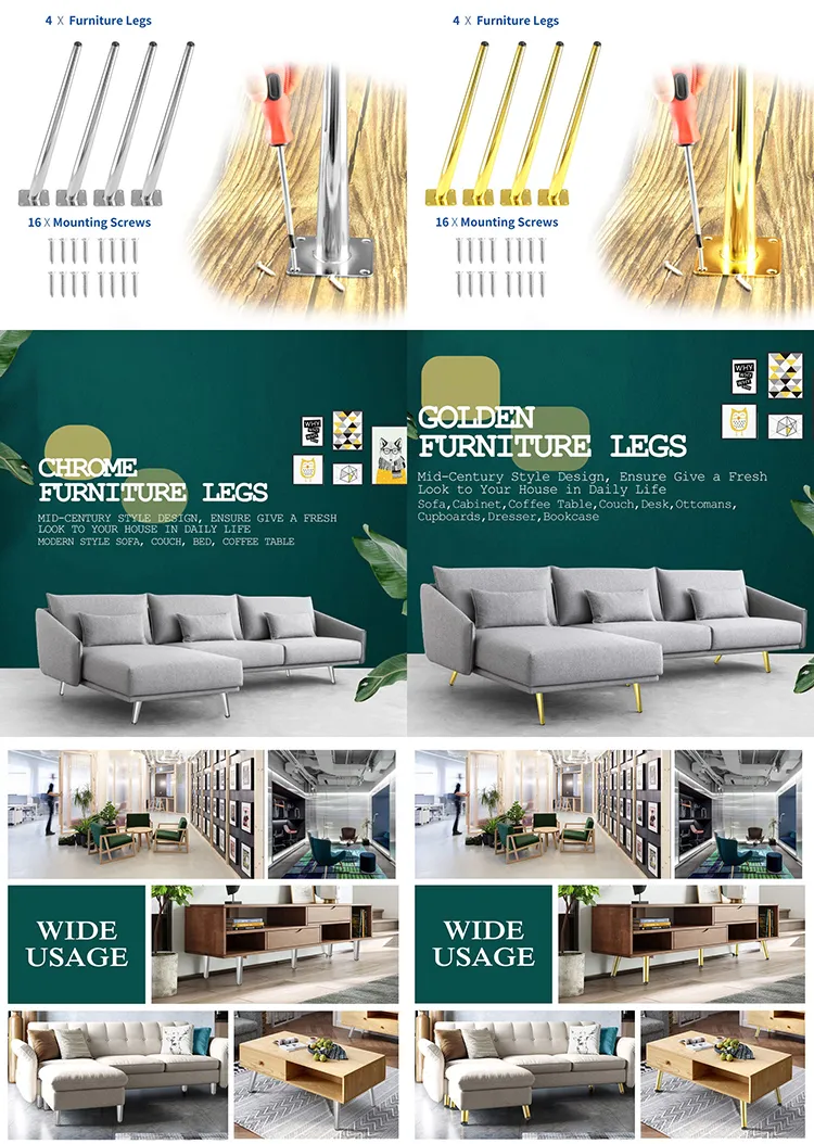 Modern Steel Kitchen Cabinet Hardware Metal Table Furniture Sofa Leg