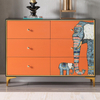 Modern Oak Dressers with Drawers & Cabinet Storage - Hand-Printed Design for Bedroom