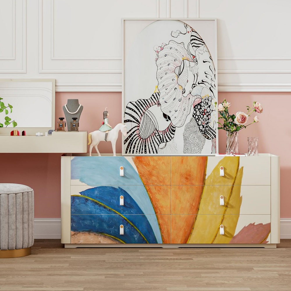 Modern Luxury Modular Sideboard - Light-Champagne Finish with 3 Drawers & Adjustable Storage