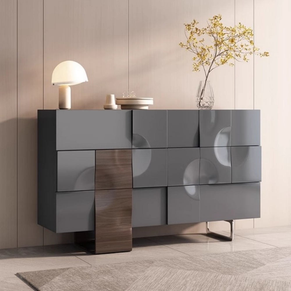Modern Dining Room Side Cabinet with Powered Mixing Console - Wall Mountable for Home Bars & Restaurants