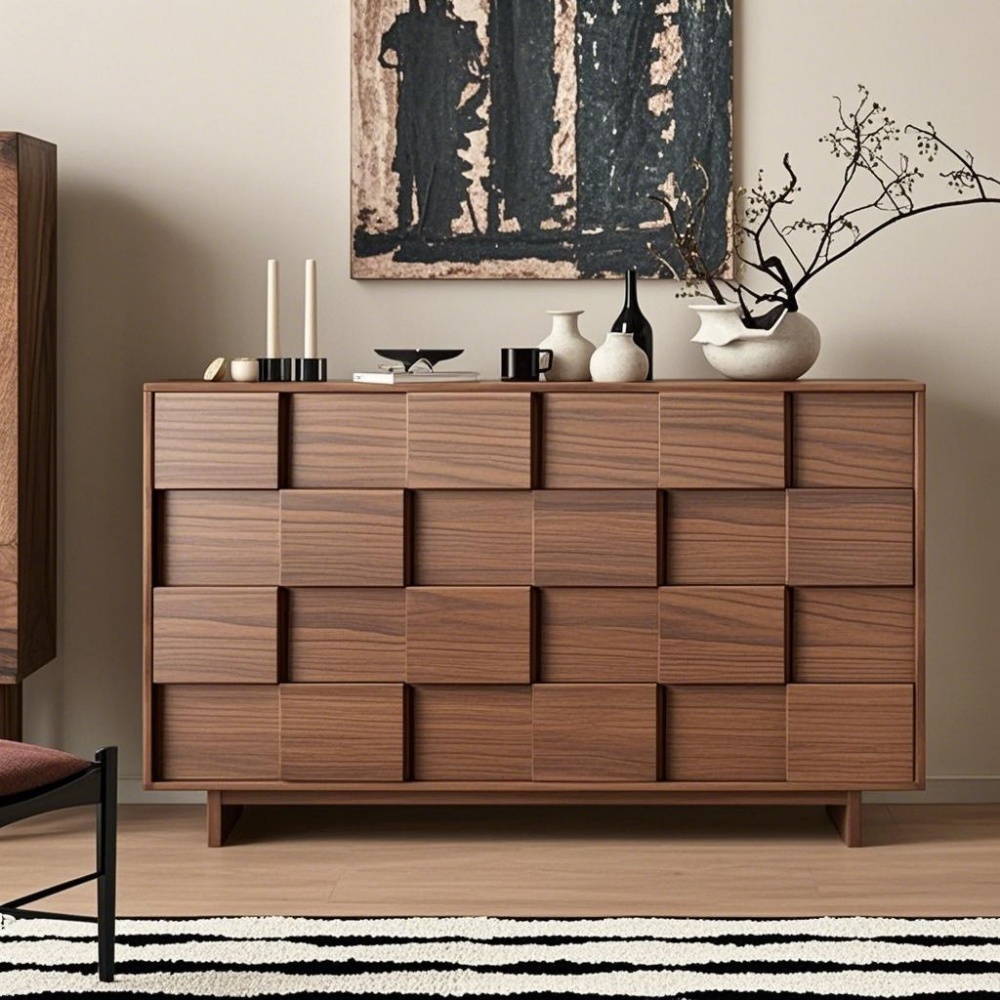 Industrial Rustic Vintage Sideboard - Reclaimed Solid Wood with Metal Accents & Storage Shelves