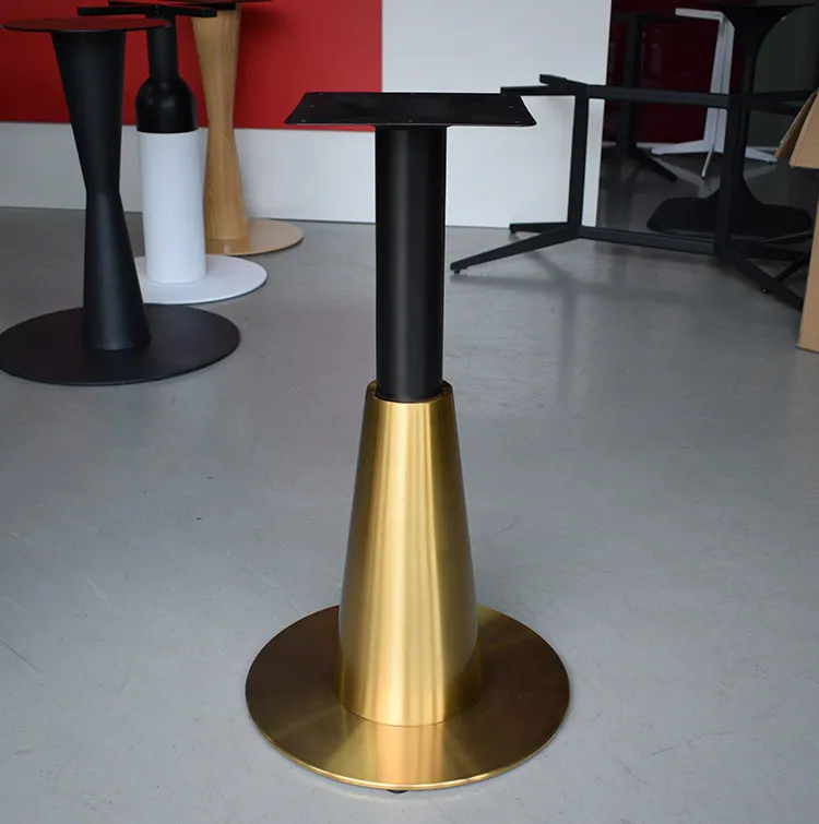 Sleek Commercial Restaurant Table Stainless Steel Table Base with Gold for Sales