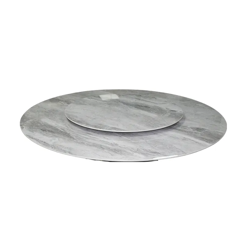 Custom High Quality 10 Seater Round Black White Marble Rotating Dining Table