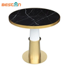 Modern Round Luxury Brushed Gold Stainless Steel Legs Dinner Table Set