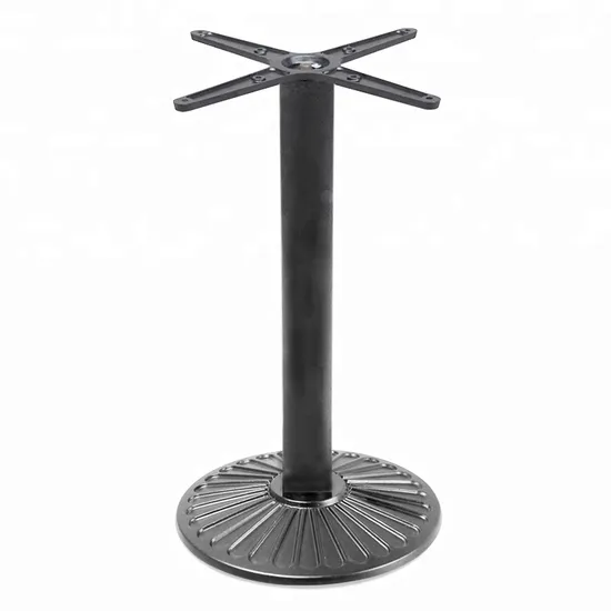 Black Color Powder Coated Cast Iron Restaurant Table with Large Flat Base
