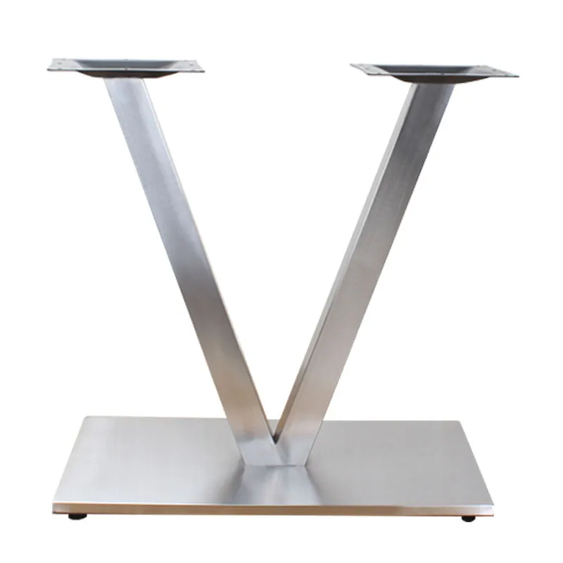 Four People Seating Long Dining Table Legs Stainless Steel Table Base