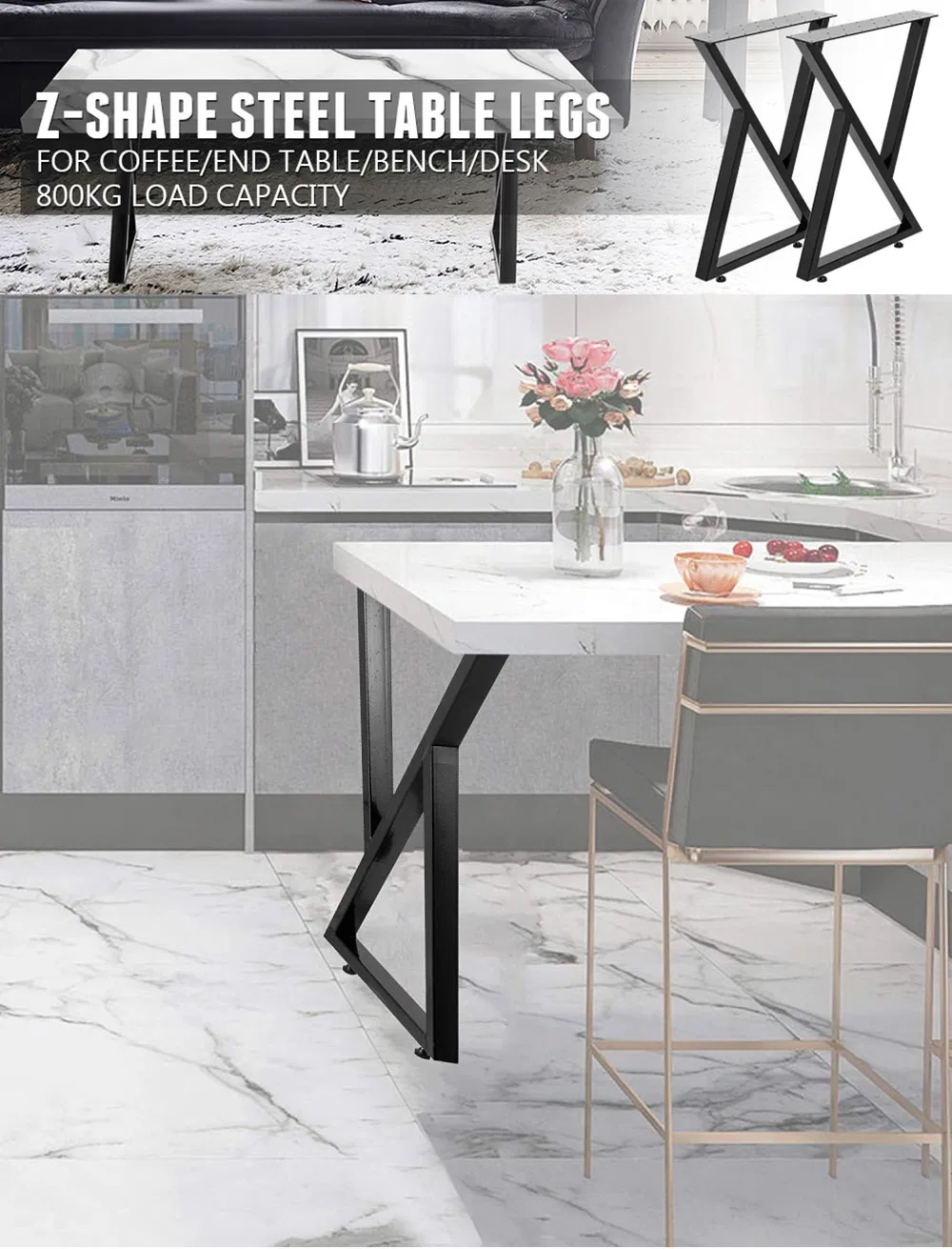 Industrial Style High Quality Set of 2 X-Type Dining Table Legs