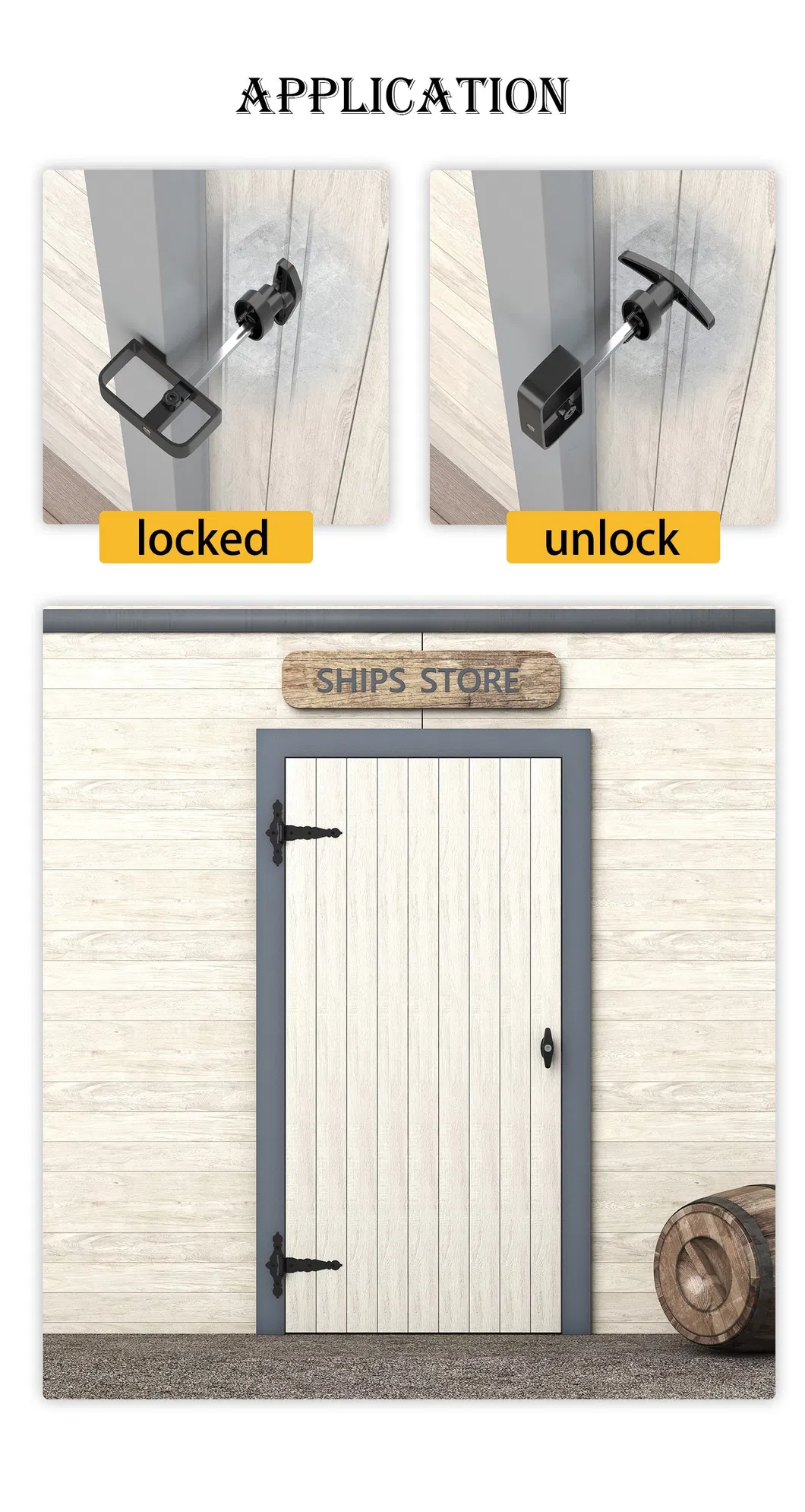 T-Handle Lock Shed Door Latch Lock Kit Door Hinges