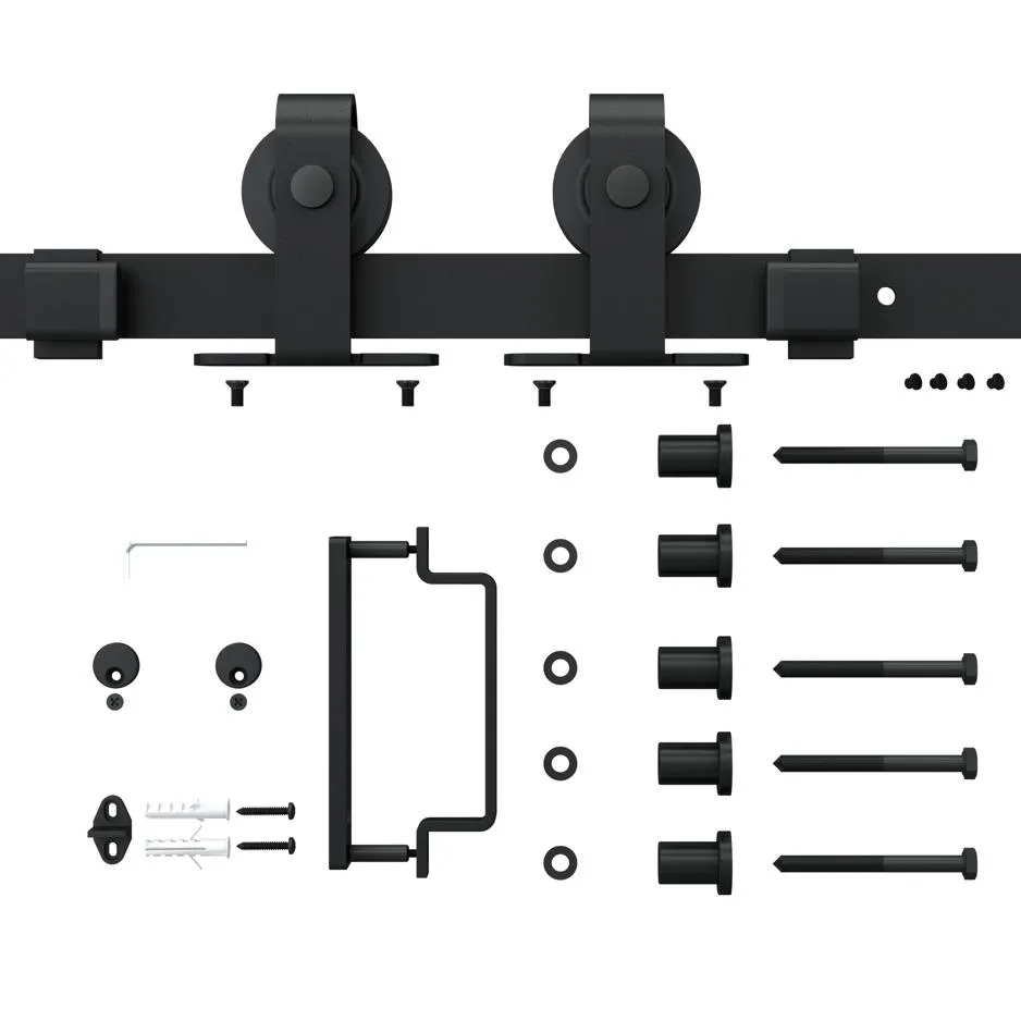 3-Lite Tampered Glass Barn Door Steel Frame Sliding Hardware Kit Door Handle