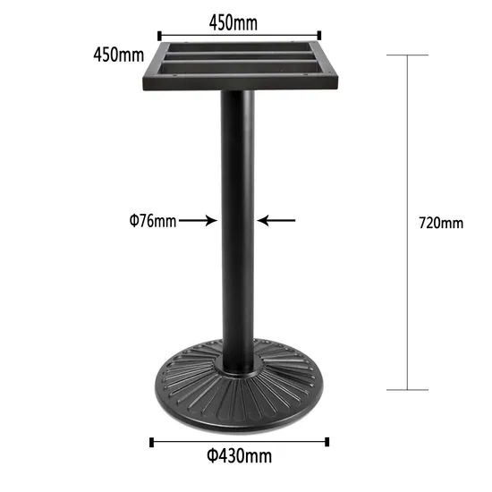 Conventional Recommendation Black Color Powder Coated Cast Iron Restaurant Table Base