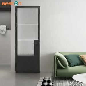 Steel Frame Glass Swing Door with Steel Frame and Hinges