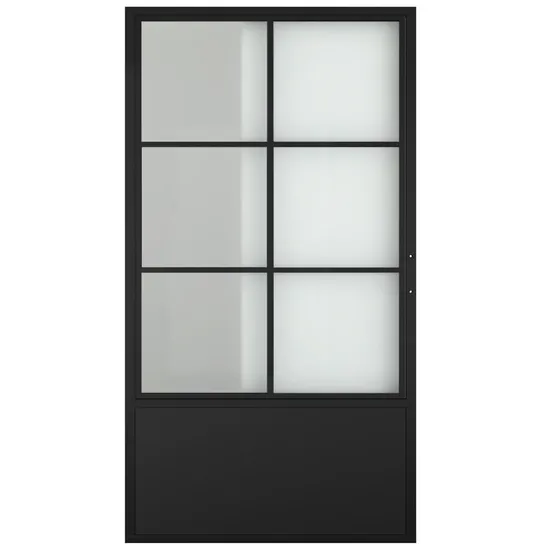 Glass Sliding Barn Door Paneled Frosted Glass Carbon Steel Frame Sliding Closet