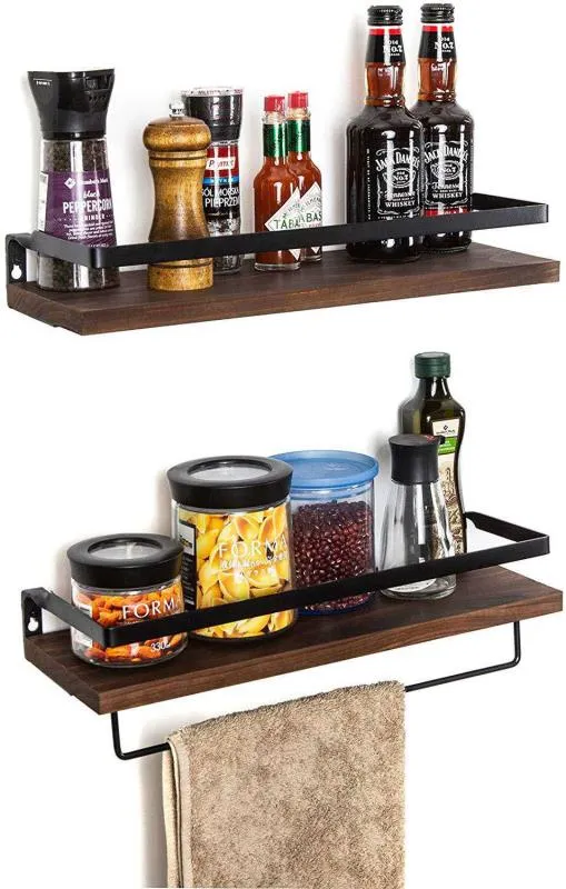 2 with Rails Decorative Storage Elegant Matte Black Metal Brackets