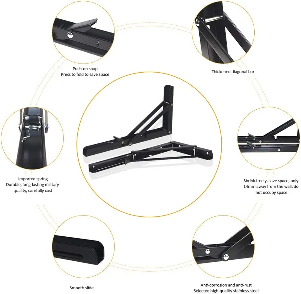 Adjustable Foldable Wall Mount Decorative Metal 18&quot; Folding Shelf Bracket