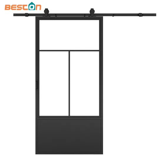 Steel Frame Interior Barn Door with Sliding Hardware Kit and Door Handle