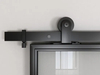 Paneled Matel Glass Barn Door with Installation Hardware