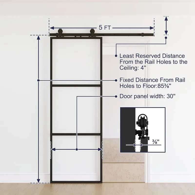 Mechanism Interior Mount Barn Door Hardware Kit Glass Sliding Barn Door