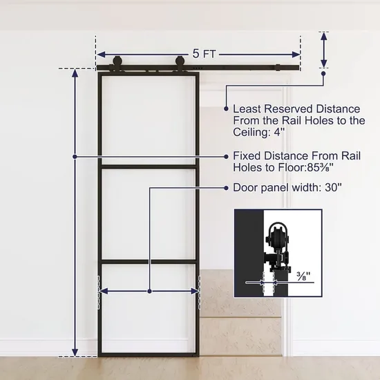Mechanism Interior Mount Barn Door Hardware Kit Glass Sliding Barn Door
