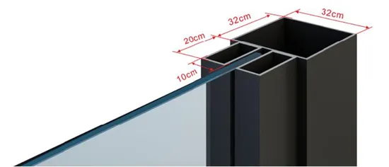 6 Lites&Base Black Steel Frame Glass Barn Door Leaf