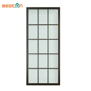Interior 15-Lite Steel Frame Sliding Door, Wholesale French Style Sliding Door System
