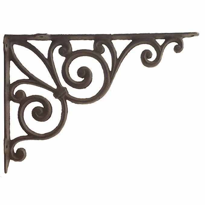 Wall Shelf Bracket Cast Iron OEM Customized Pattern Rustic Brown Triangle Bracket